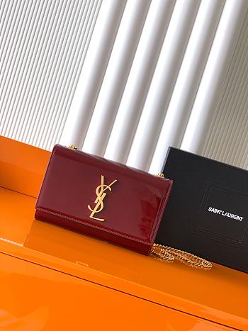 YSL Saint Lauren Kate patent leather small handbag Red-20cm