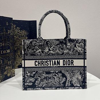 Dior Book Tote Blue off-white Toile de Jouy Reverse embroidery-36cm