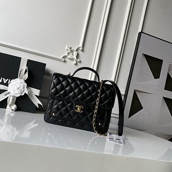 Chanel 25B Backpack Lamskin Gold Tone Black-18*23*6cm