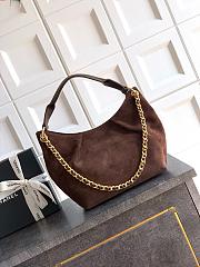 Chanel Small HOBO BAG Suede Calfskin, Lambskin & Gold-Tone Metal Dark Brown-24*31*10cm - 5