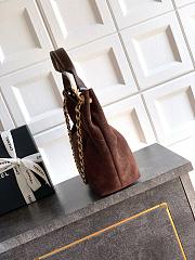 Chanel Small HOBO BAG Suede Calfskin, Lambskin & Gold-Tone Metal Dark Brown-24*31*10cm - 2