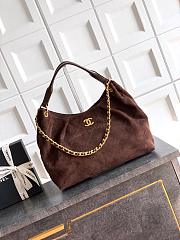 Chanel Medium HOBO BAG Suede Calfskin, Lambskin & Gold-Tone Metal Dark Brown-29*35*13cm - 1