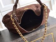 Chanel Medium HOBO BAG Suede Calfskin, Lambskin & Gold-Tone Metal Dark Brown-29*35*13cm - 3