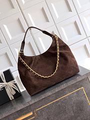 Chanel Medium HOBO BAG Suede Calfskin, Lambskin & Gold-Tone Metal Dark Brown-29*35*13cm - 4