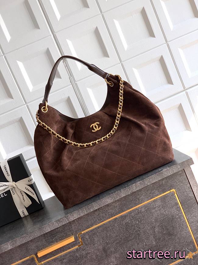 Chanel Maxi Hobo Bag Suede Calfskin, Lambskin & Gold-Tone Metal-35*38*14cm - 1