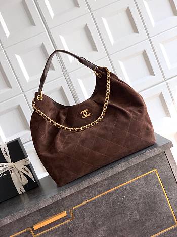 Chanel Maxi Hobo Bag Suede Calfskin, Lambskin & Gold-Tone Metal-35*38*14cm