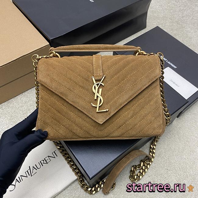 YSL | Monogram College Suede Brown-24cm - 1