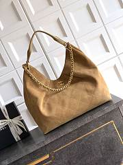 Chanel Maxi Hobo Bag Suede Calfskin, Lambskin & Gold-Tone Metal Light Brown-35*38*14cm - 1