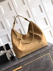 Chanel Maxi Hobo Bag Suede Calfskin, Lambskin & Gold-Tone Metal Light Brown-35*38*14cm - 5