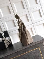 Chanel Small HOBO BAG Suede Calfskin, Lambskin & Gold-Tone Metal Dark Grey-24*31*10cm - 5