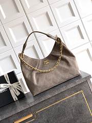 Chanel Medium HOBO BAG Suede Calfskin, Lambskin & Gold-Tone Metal Dark Grey-29*35*13cm - 1