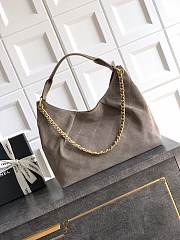 Chanel Medium HOBO BAG Suede Calfskin, Lambskin & Gold-Tone Metal Dark Grey-29*35*13cm - 3