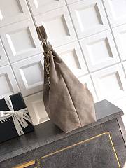 Chanel Maxi Hobo Bag Suede Calfskin, Lambskin & Gold-Tone Metal Dark Grey-35*38*14cm - 3