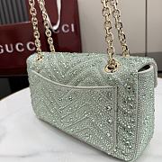 Gucci Marmont Crystal-Embellished Small Shoulder Bag Green- 26x15x7cm - 2