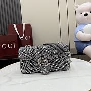 Gucci Marmont Crystal-Embellished Small Shoulder Bag Grey- 26x15x7cm - 1