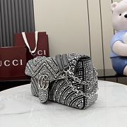 Gucci Marmont Crystal-Embellished Small Shoulder Bag Grey- 26x15x7cm - 4