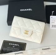 CHANEL Card Holder Caviar leather White Gold-11*8.5*3cm - 1
