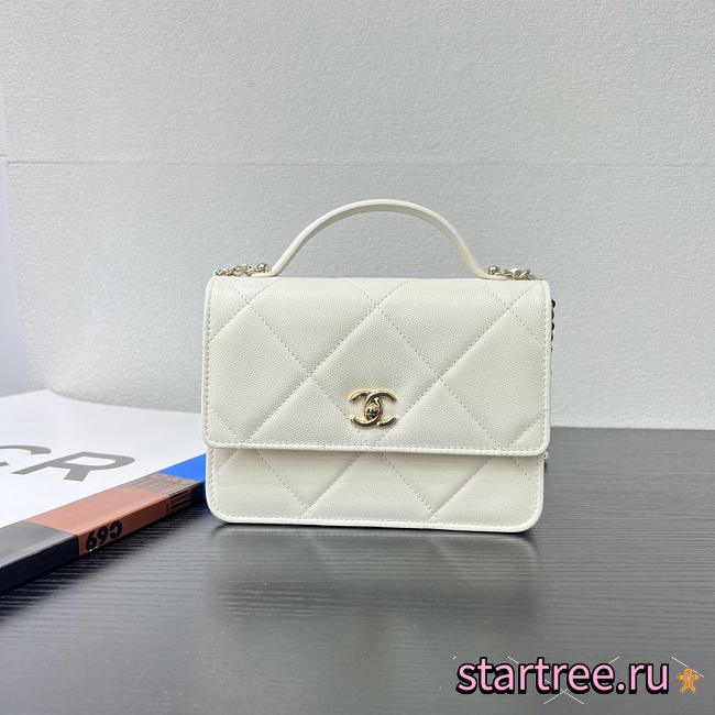 Chanel 25k Backpack With Handle Caviar White-18*14*5cm - 1