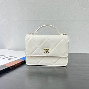 Chanel 25k Backpack With Handle Caviar White-18*14*5cm