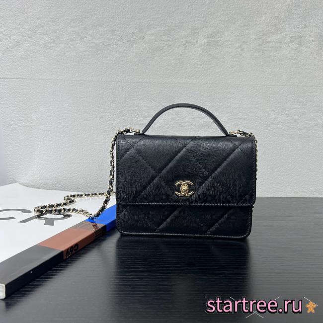 Chanel 25k Backpack With Handle Caviar Black-18*14*5cm - 1