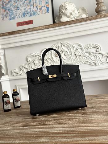 Hermes 25 Birkin Bag In Epsom leather Black and Gold Hardware
