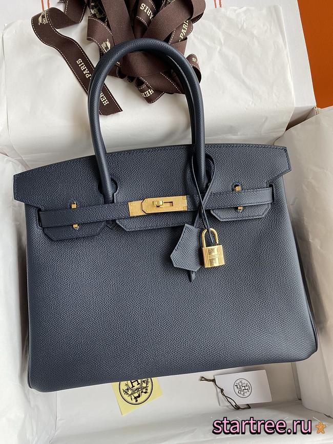 Hermes 25 Birkin Bag In Epsom leather Navy and Gold Hardware - 1
