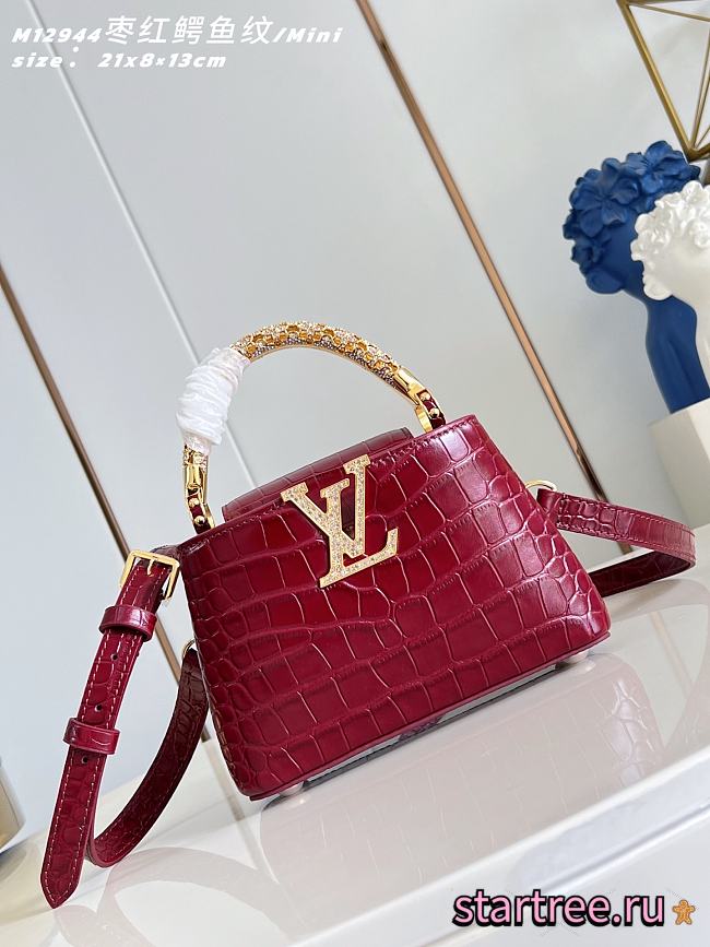 Louis Vuitton Capucines Mini Black Red M12944-21x14x8cm - 1