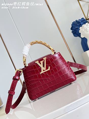 Louis Vuitton Capucines Mini Black Red M12944-21x14x8cm