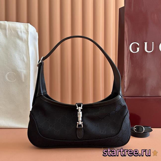 Gucci Jackie Slim medium shoulder bag Black Canvas-27*13*3.5cm - 1