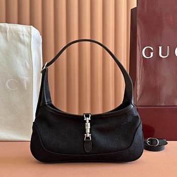 Gucci Jackie Slim medium shoulder bag Black Canvas-27*13*3.5cm