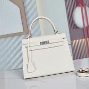 Hermes Kelly 25 White Silver Hardware - 1
