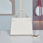 Hermes Kelly 25 White Silver Hardware - 5