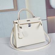 Hermes Kelly 25 White Silver Hardware - 3