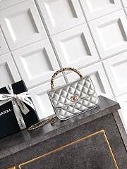 Chanel 26C Cruise Bag With Pearl handle Silver- 10.5*15*5.5cm - 1