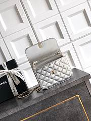 Chanel 26C Cruise Bag With Pearl handle Silver- 10.5*15*5.5cm - 5