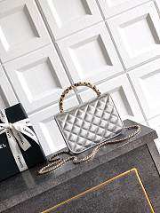 Chanel 26C Cruise Bag With Pearl handle Silver- 10.5*15*5.5cm - 2