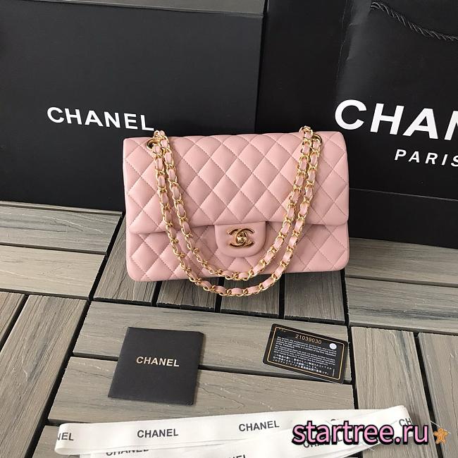 Chanel Classic Flap Lambskin Bag Gold Hardware Pink-25cm - 1