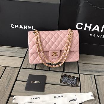 Chanel Classic Flap Lambskin Bag Gold Hardware Pink-25cm