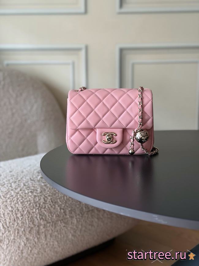 Chanel 23C Classic mini flap Lamskin Pink-12*18*7cm - 1
