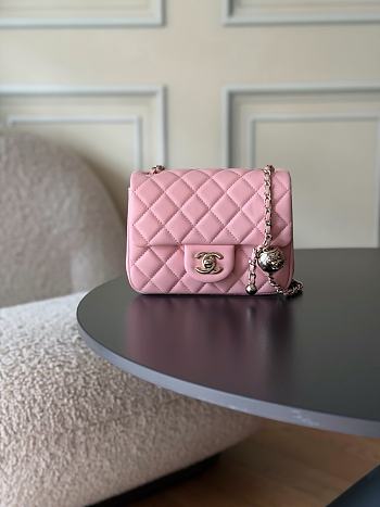 Chanel 23C Classic mini flap Lamskin Pink-12*18*7cm