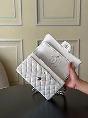 Chanel Small Classic Double Flap White Caviar Silver Hardware-23cm - 4