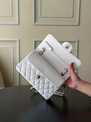 Chanel Small Classic Double Flap White Caviar Silver Hardware-23cm - 3