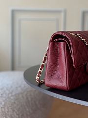 Chanel Small Classic Double Flap Caviar Burgundy Gold Hardware-23cm - 5