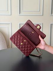 Chanel Small Classic Double Flap Caviar Burgundy Gold Hardware-23cm - 3
