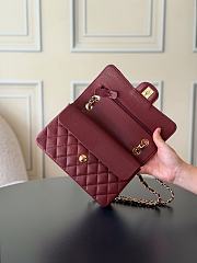 Chanel Small Classic Double Flap Caviar Burgundy Gold Hardware-23cm - 4