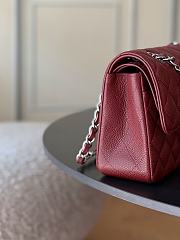 Chanel Small Classic Double Flap Caviar Silver Hardware Burgundy-23cm - 5