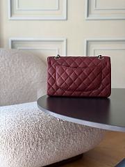 Chanel Small Classic Double Flap Caviar Silver Hardware Burgundy-23cm - 4