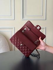 Chanel Small Classic Double Flap Caviar Silver Hardware Burgundy-23cm - 3