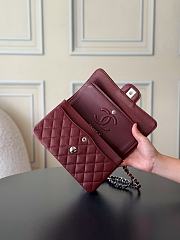 Chanel Small Classic Double Flap Caviar Silver Hardware Burgundy-23cm - 2