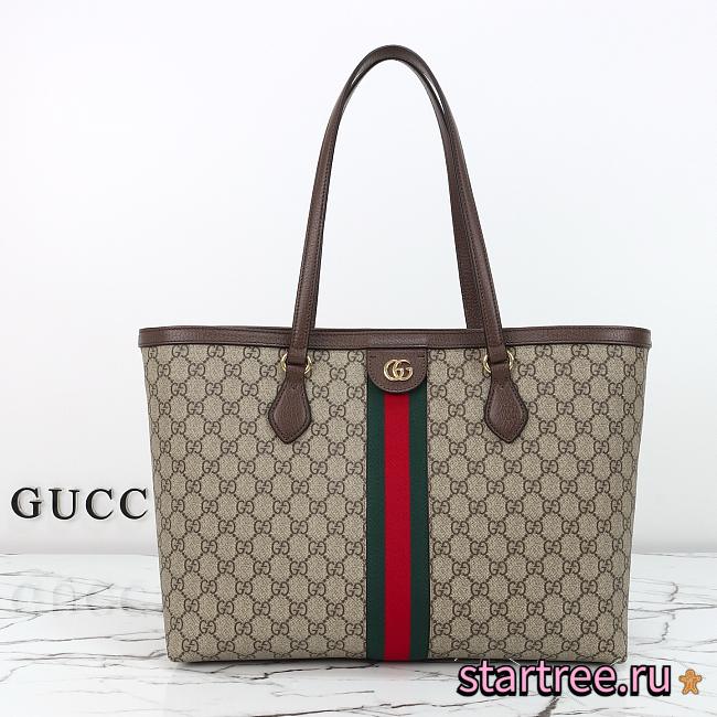 GUCCI OPHIDIA GG MEDIUM TOTE BEIGE AND EBONY - 1